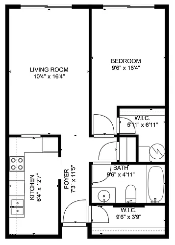 Floor plan One Bedroom One Bath