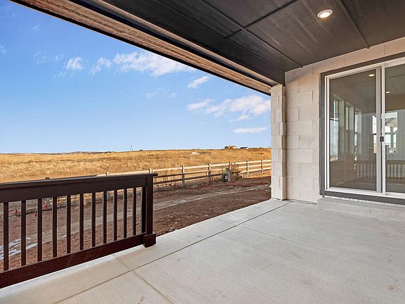 View from covered patio to back yard and open space
