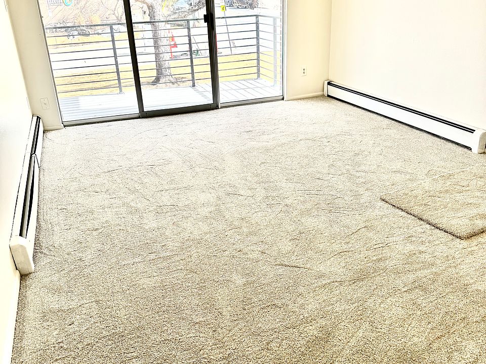 Living room with patio and view