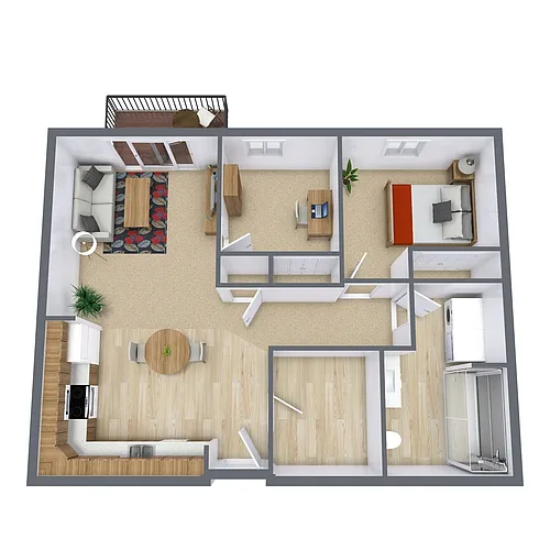 Floor plan One Bedroom 11DB