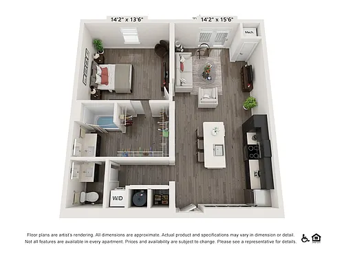 Floor plan Albert - 1 Bedroom 853