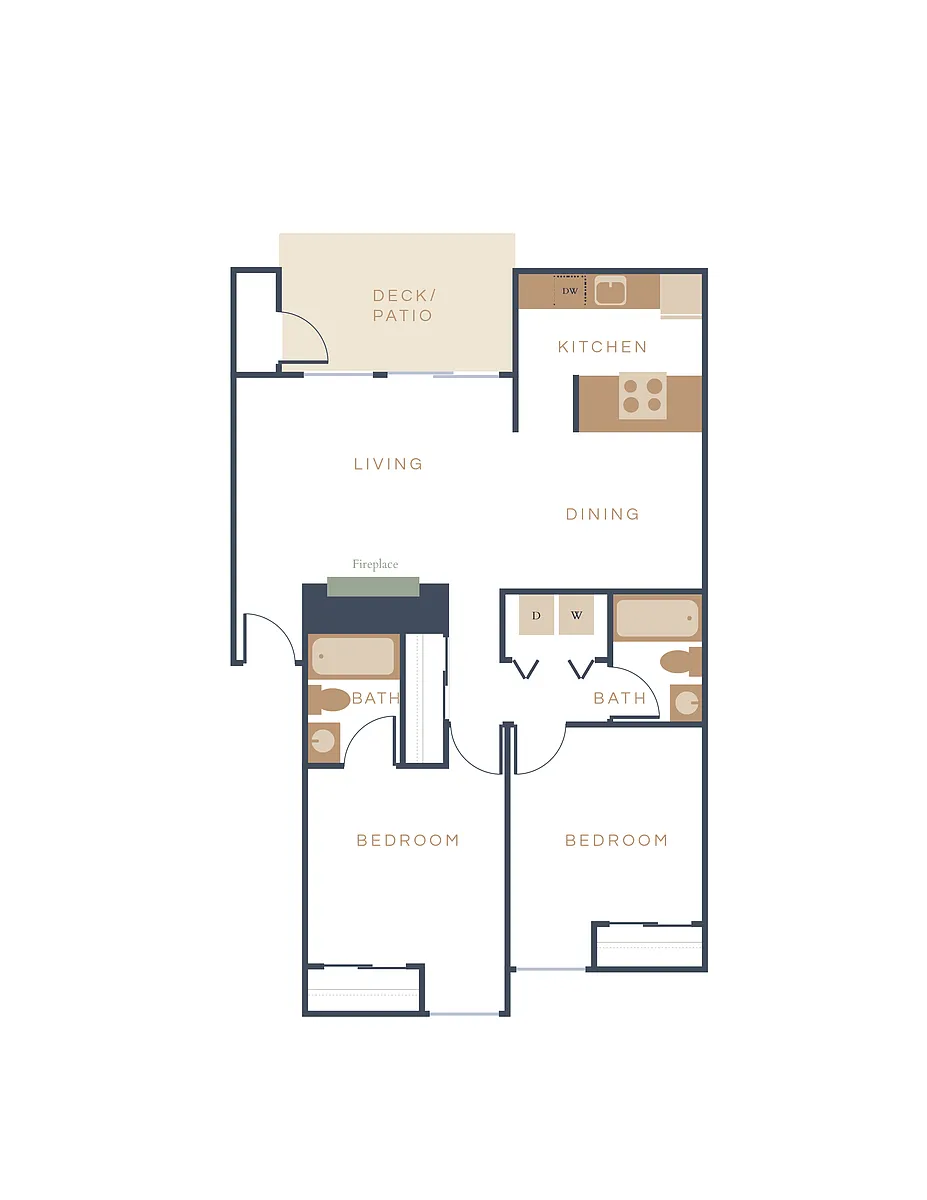 Floor plan Bay | 2 Bed 2 Bath | Renovated