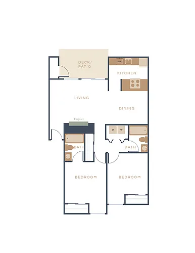 Floor plan Bay | 2 Bed 2 Bath | Renovated