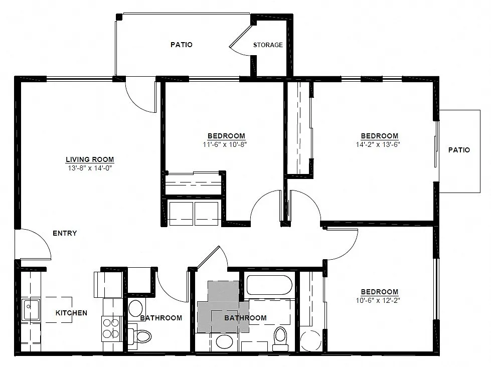Floor plan Three-Bedroom
