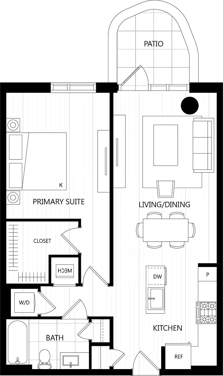 Floor plan 1 Bed/1 Bath-C1MA