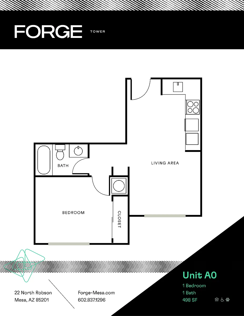 Floor plan 1 Bed/1 Bath