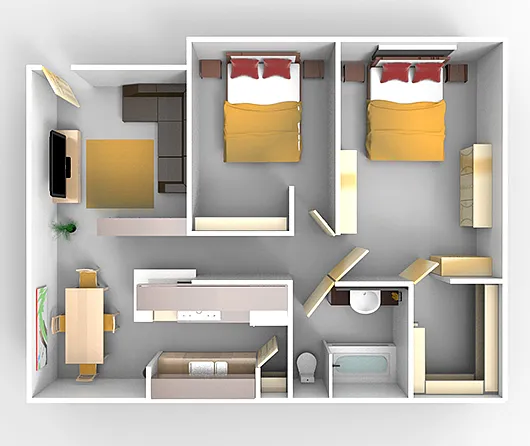 Floor plan PLAN D 2X1