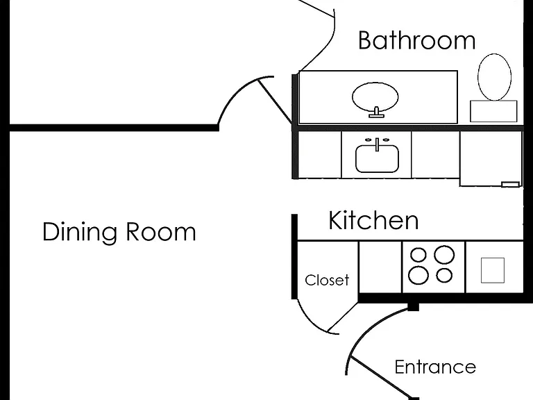 1x1 800 sq ft Floorplan Left entrance 1x1 800 sq ft Floorplan Left entrance