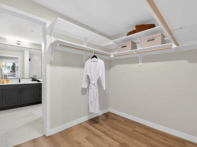 Spacious walk-in closets
