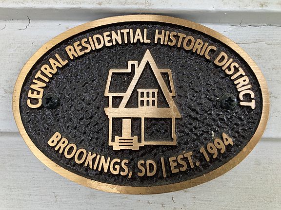 Plaque at front door