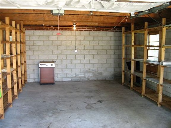 Lots of shelving in garage