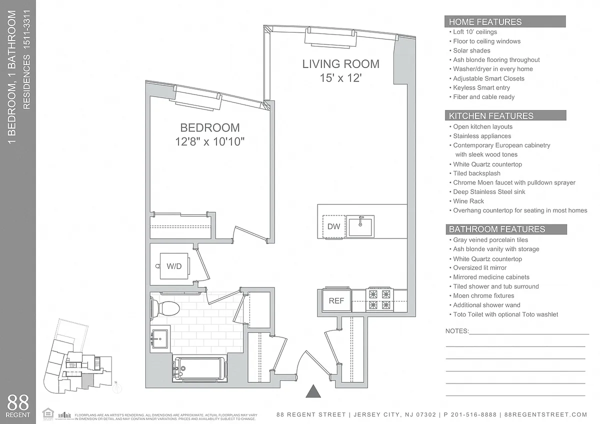 Floor plan 88 Regent-1Bed A10