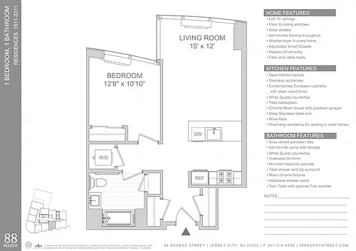 Floor plan 88 Regent-1Bed A10