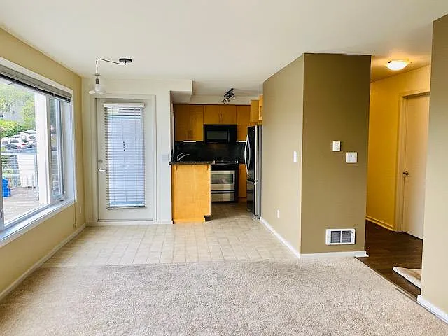 View in the living room and kitchen.