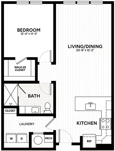 Floor plan 1 Bed/1 Bath-A4