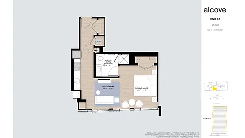 Floor plan Alcove Studio 01 Tier 1&3