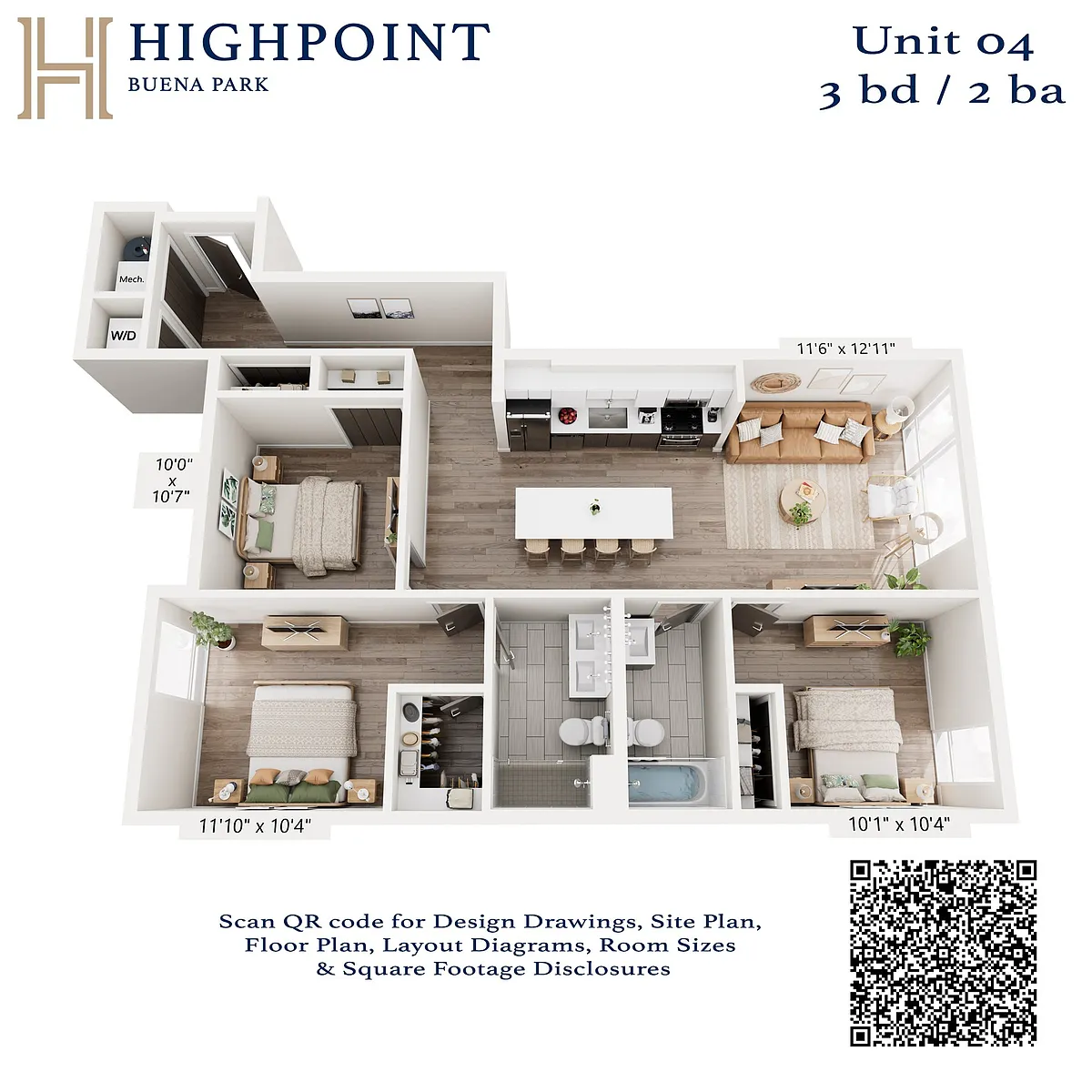 Floor plan 3 Bed 2 Bath