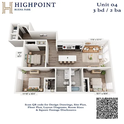 Floor plan 3 Bed 2 Bath
