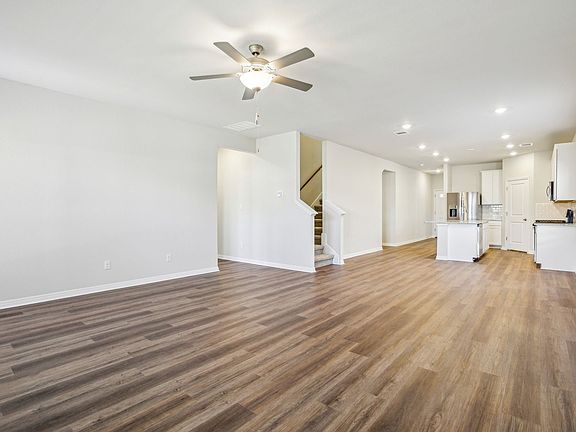 Kitchen, Living Room, and Dining Room