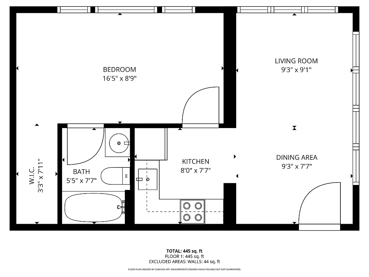Floor plan 1 Bedroom 1 Bath Apartment