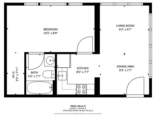 Floor plan 1 Bedroom 1 Bath Apartment