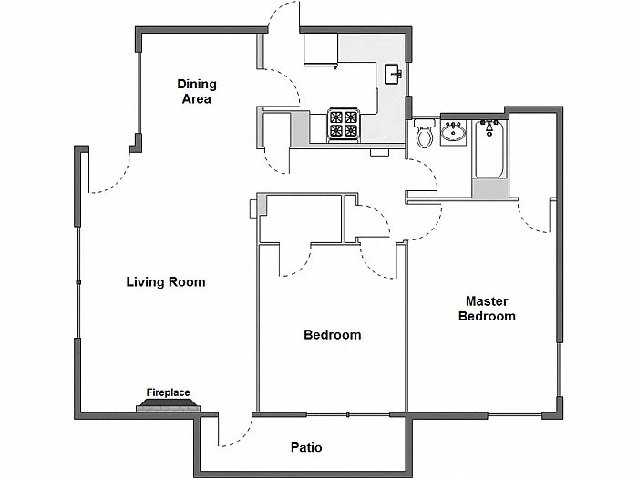Floor plan 2 Bed / 1 Bath: Type A