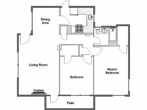 Floor plan 2 Bed / 1 Bath: Type A