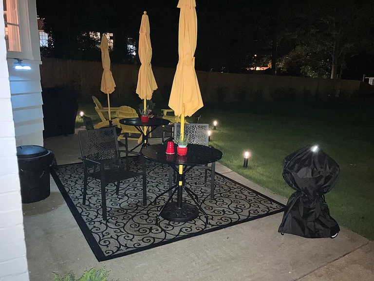 Outdoor Dining Area Gas Grill and Charcoal Grill