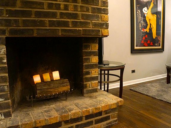Wood burning fireplace