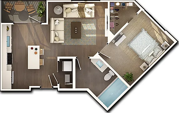 A2.1 | One Bed, One Bath+ A2.1 | One Bed, One Bath+