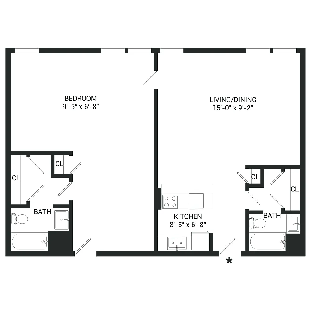 Floor plan One Bedroom Suite