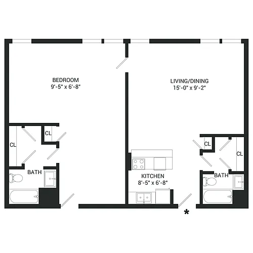 Floor plan One Bedroom Suite