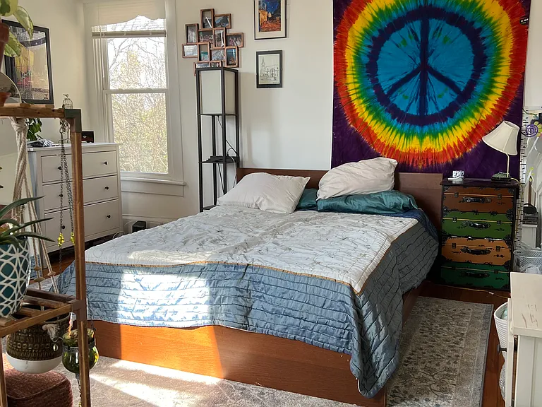 Large sunny bedroom with double closet