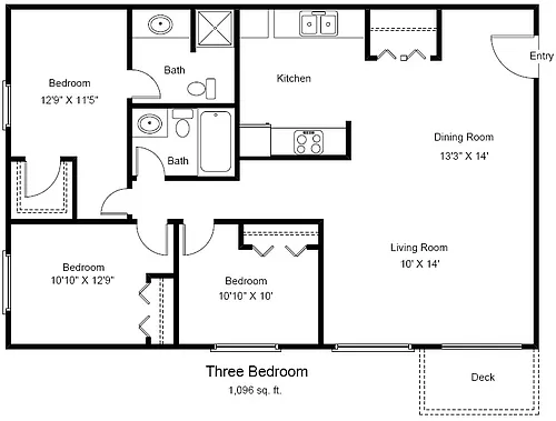 Floor plan Three Bedroom B