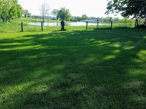 Back yard over looking city reservoir with fountain