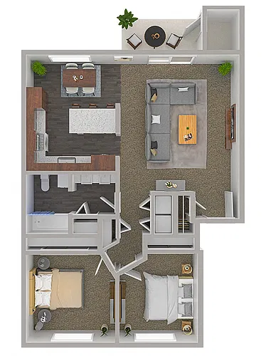 Floor plan 2 Bed 1 Bath