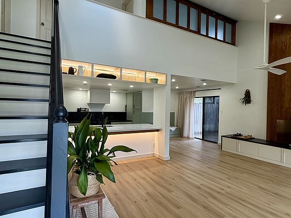 Upstairs is the primary bedroom, WIR and full bathroom. As well as the 2nd bedroom/office. Downstairs is kitchen, dining, living, 1/2 bath and bulters pantry.