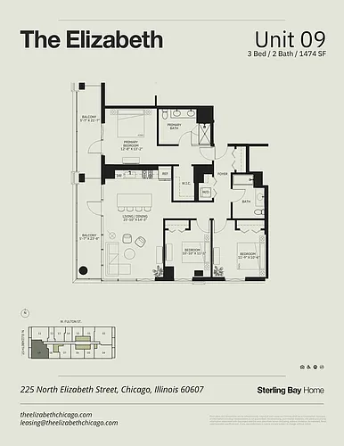 Floor plan 09 - 3Bed/2bath, Balcony