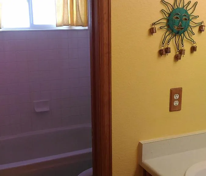 Upstairs Common Full Bath (2-Room) with linen closet