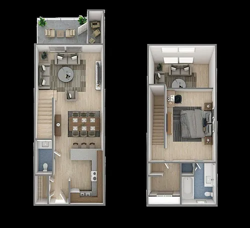 Floor plan 1 Bedroom, 1.5 Bathroom