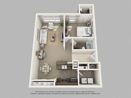 Floor plan One Bedroom One Bath