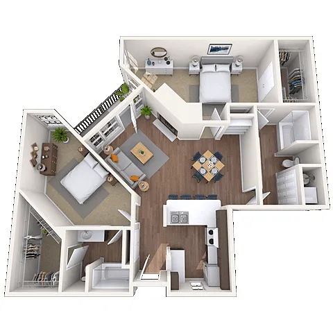 Floor plan Traditional 2x2 1211 SF