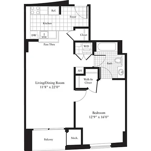 Floor plan 1 Bedroom G