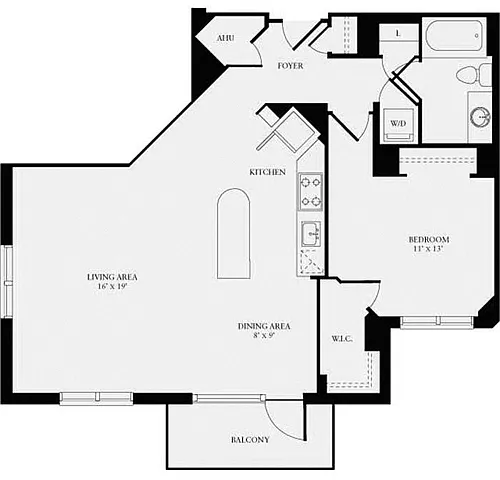 Floor plan 1 Bedroom DD