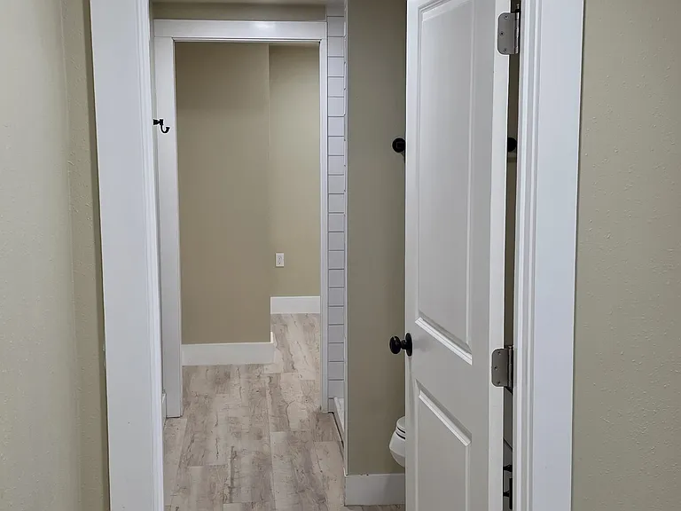 Pass thru bathroom and laundry space