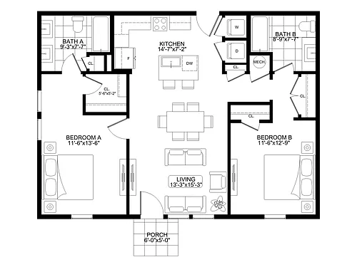 Floor plan 2br Cottage