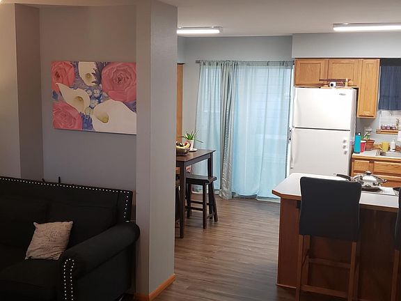 living room into kitchen