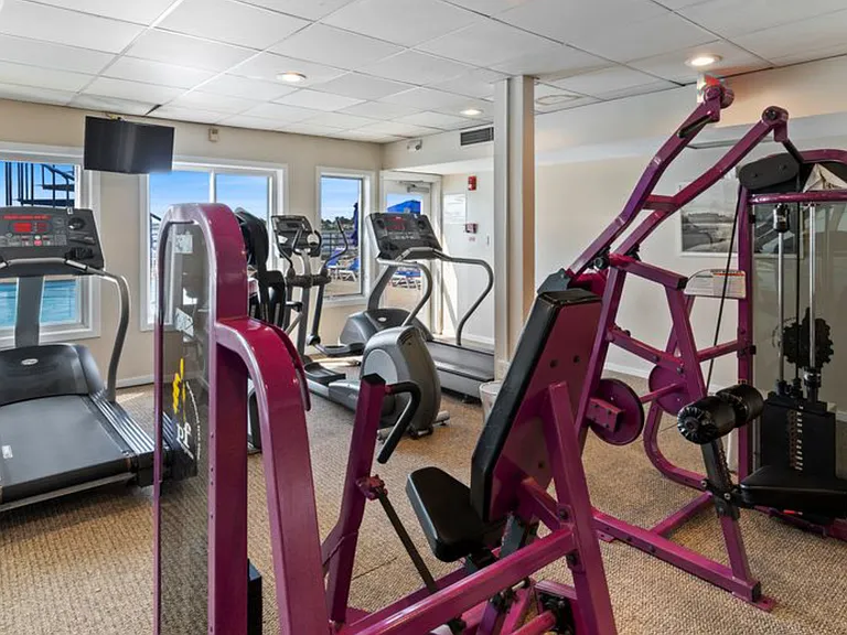 One of the workout rooms _facing the water when on treadmill.