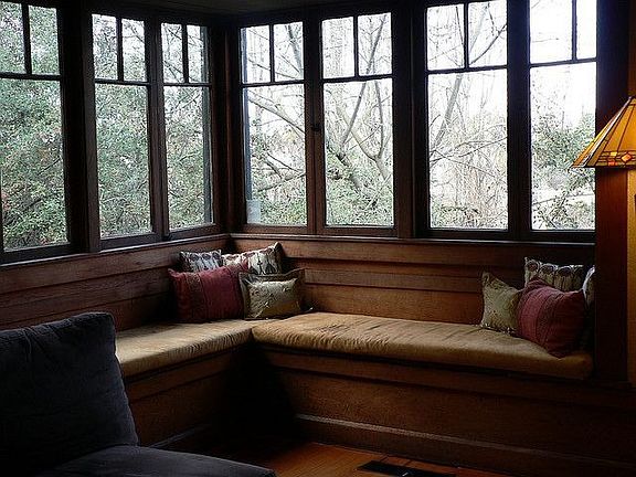 window seat overlooking the front garden