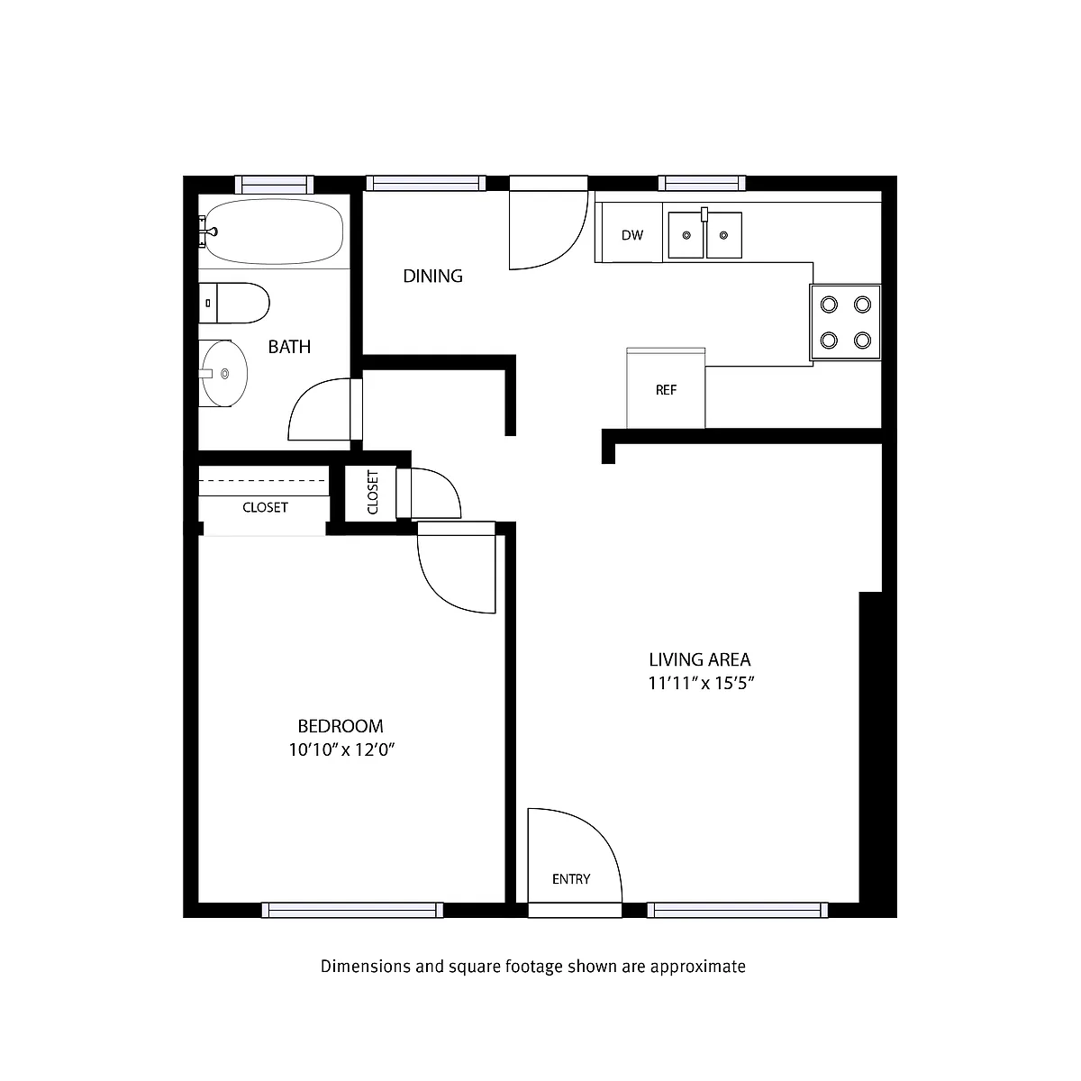 Floor plan 1 Bedroom / 1 Bath